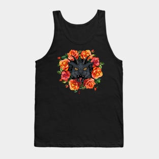 Satanic Cat with Roses Tank Top